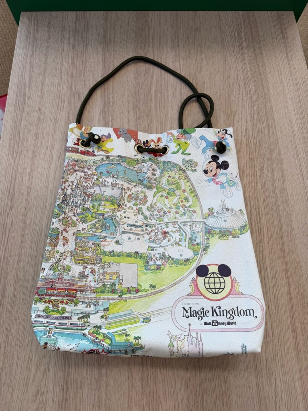 Disney White Drawstring Backpack with Gold Eyelets
